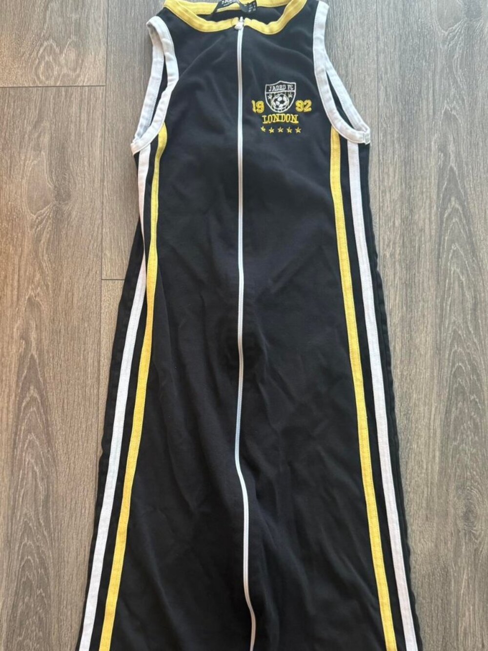 Jaded London black/yellow zip-up long sleeveless dress US 6